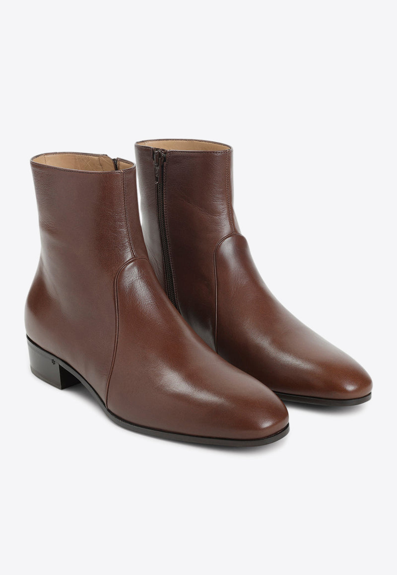 Leather Zipped Ankle Boots