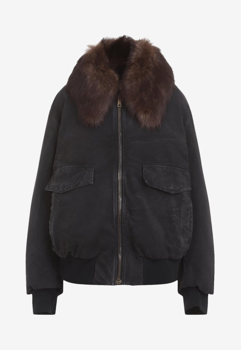 Fur Collar Zip-Up Jacket