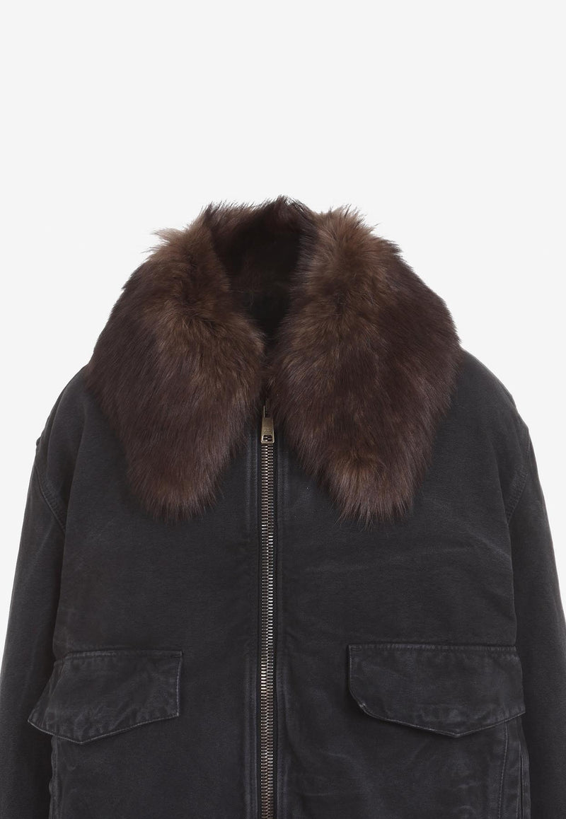 Fur Collar Zip-Up Jacket