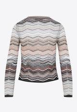 Zigzag-Pattern V-Neck Cardigan