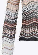 Zigzag-Pattern V-Neck Cardigan