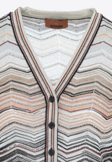 Zigzag-Pattern V-Neck Cardigan
