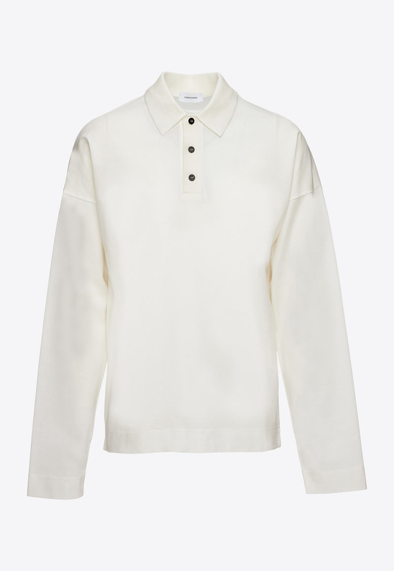 Salvatore Ferragamo Long-Sleeved Polo T-shirt 122269 H 769939 OFF WHITE Off-white