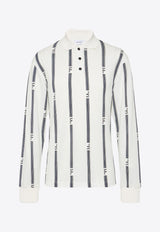 Salvatore Ferragamo Long-Sleeved Stripes Polo T-shirt 122291 H 770232 NEW NAVY White
