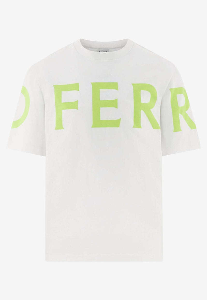 Salvatore Ferragamo Graphic Logo Short-Sleeved T-shirt 122303 H 776384 WHITE/ACID GREEN White