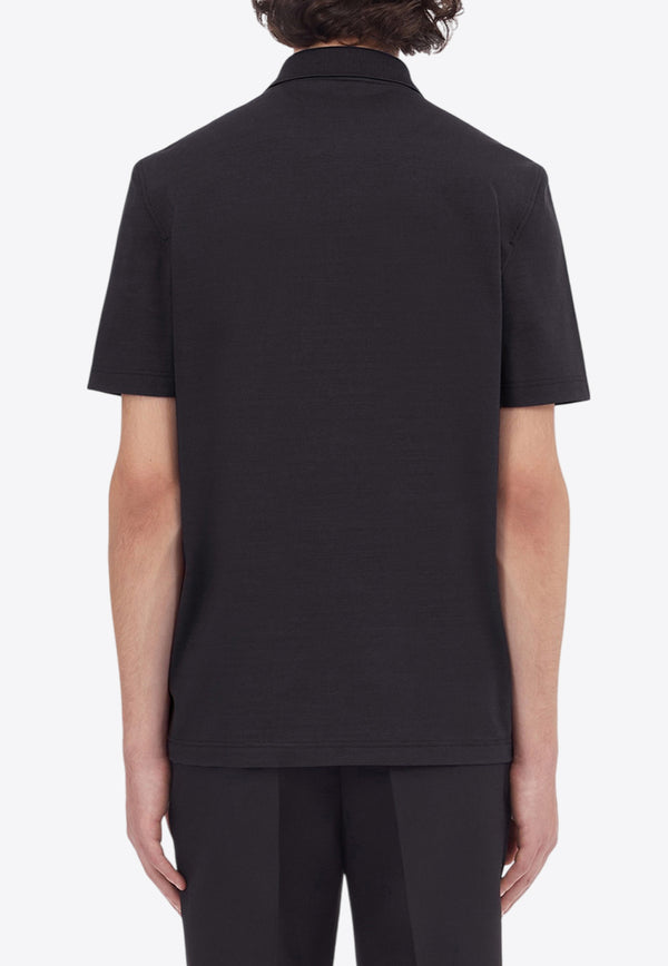Salvatore Ferragamo Logo Embroidered Polo T-shirt Black 122328 H 772046 NERO