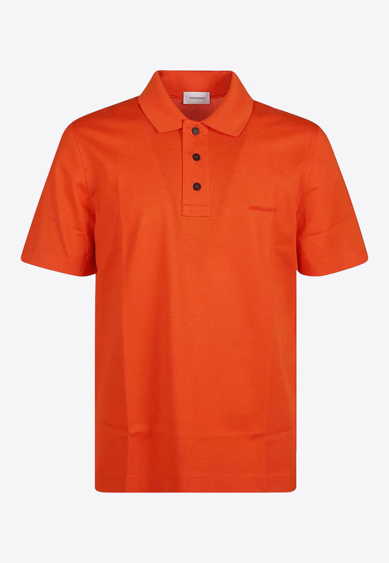 Salvatore Ferragamo Logo Embroidered Polo T-shirt Orange 122328 H 772049 MANDARIN