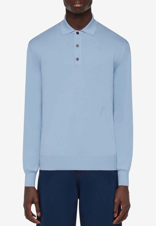 Salvatore Ferragamo Long-Sleeved Polo T-shirt 122380 E 775815 LIGHT BLUE Blue