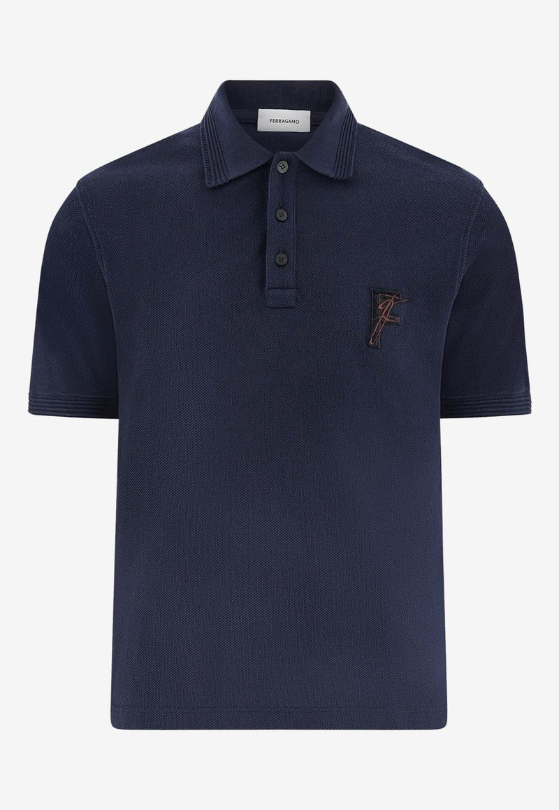 Salvatore Ferragamo Logo Short-Sleeved Polo T-shirt 122418 H 776274 NEW NAVY Blue