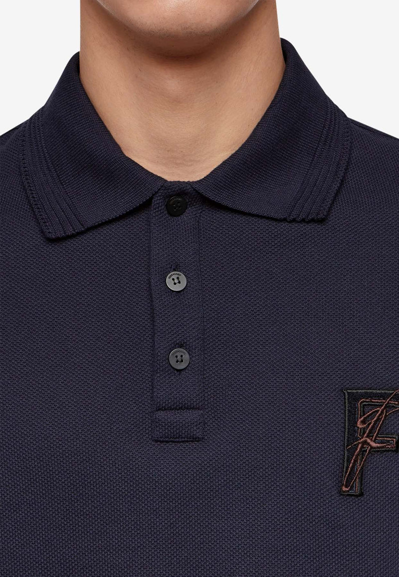 Salvatore Ferragamo Logo Short-Sleeved Polo T-shirt 122418 H 776274 NEW NAVY Blue