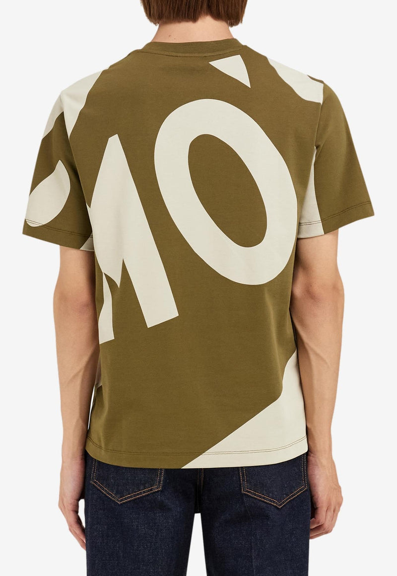 Ferragamo Graphic Logo Print T-shirt 122423 H 781245 OLIVE/STONE