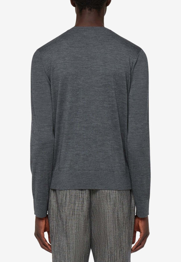 Salvatore Ferragamo V-neck Wool Sweater 122428 E 775826 CHARCOAL Gray