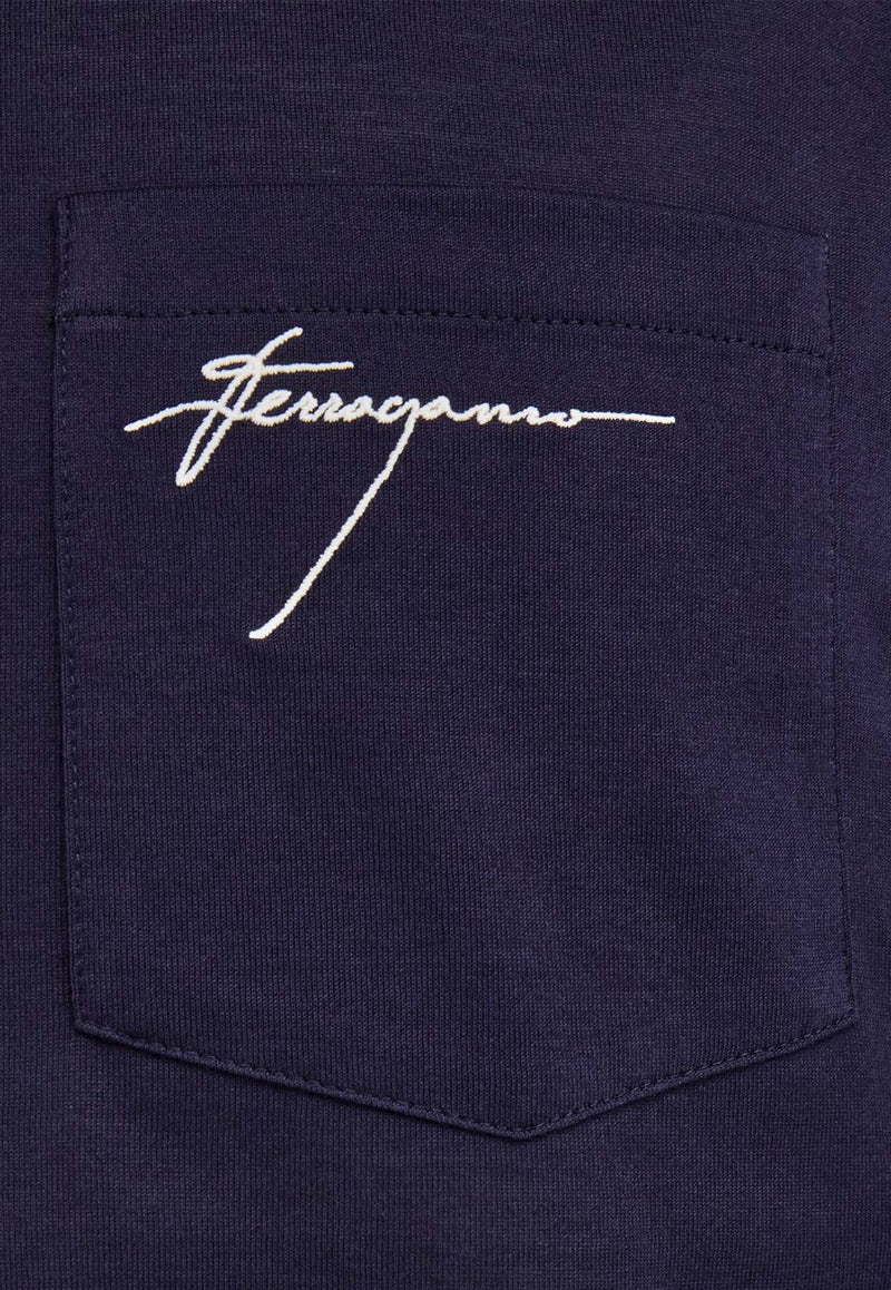 Salvatore Ferragamo Logo Short-Sleeved T-shirt 122430 H 776385 NEW NAVY Navy