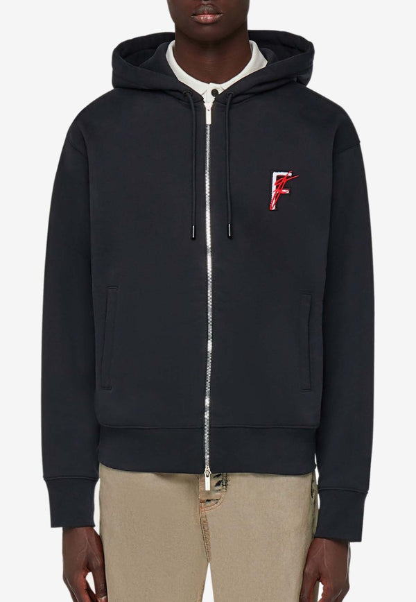 Salvatore Ferragamo Logo Zip-Up Hoodie 122436 L 776393 NERO Black