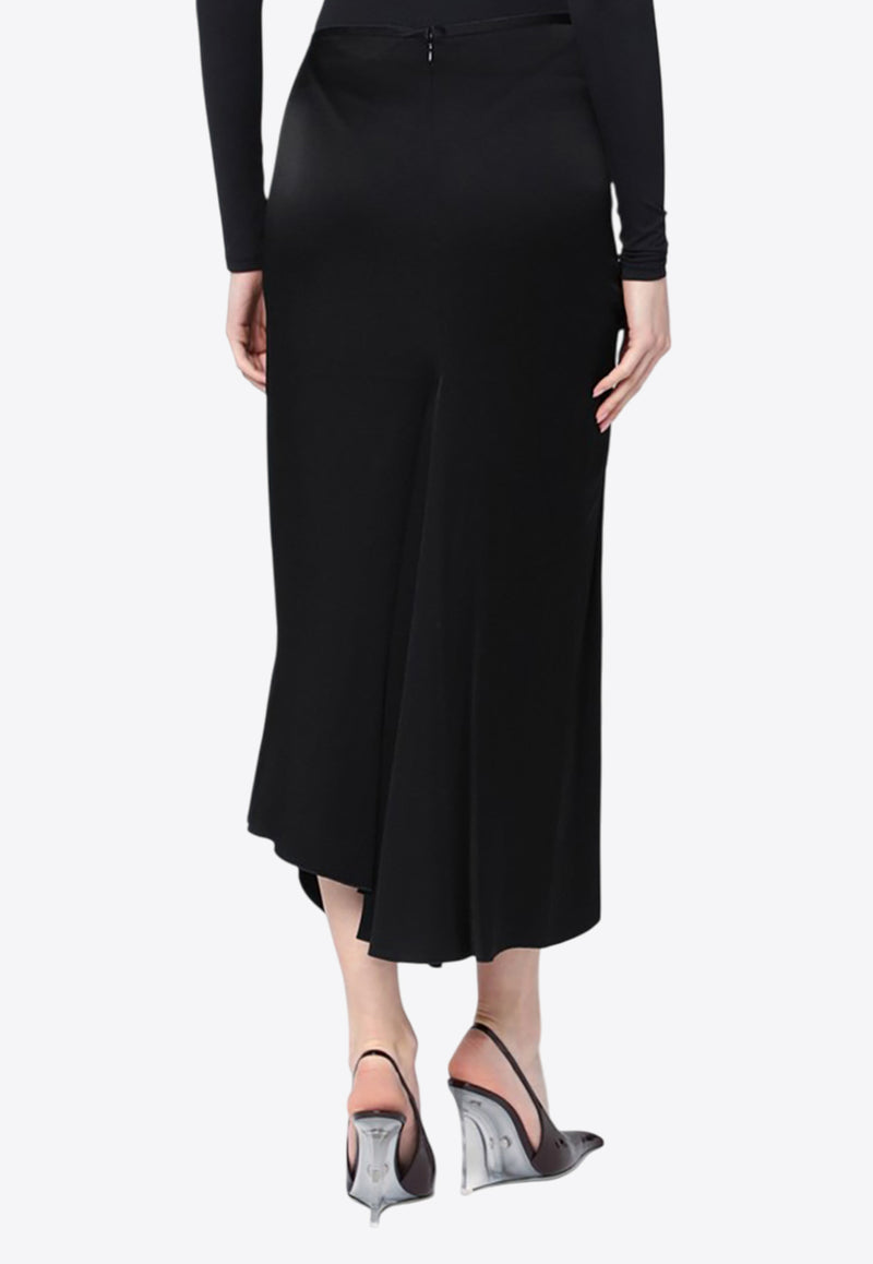 Victoria Beckham Draped Midi Skirt Black 1225WSK006377APL/Q_VIBEC-BLK