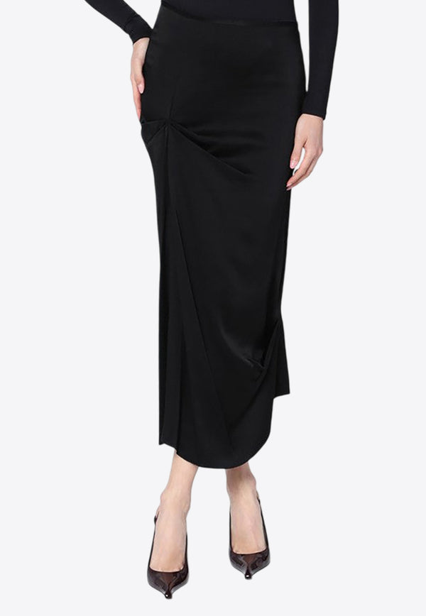 Victoria Beckham Draped Midi Skirt Black 1225WSK006377APL/Q_VIBEC-BLK