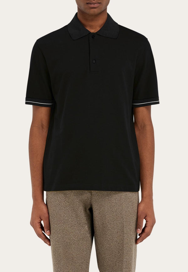 Ferragamo Short-Sleeved Polo T-shirt 122607 H 781918 NERO/NERO/BIANCO