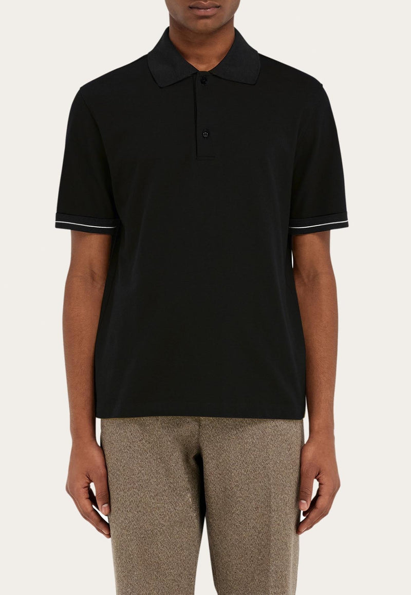 Ferragamo Short-Sleeved Polo T-shirt 122607 H 781918 NERO/NERO/BIANCO