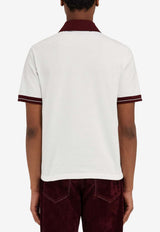 Salvatore Ferragamo Color-Block Short Sleeved Polo T-shirt White 122607 H 781017 BIANCO/BORDEAUX