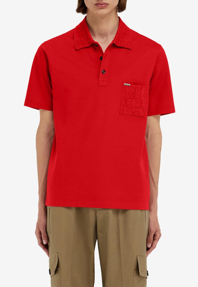 Ferragamo Short-Sleeved Polo T-shirt 122611 H 781015 NEW RED