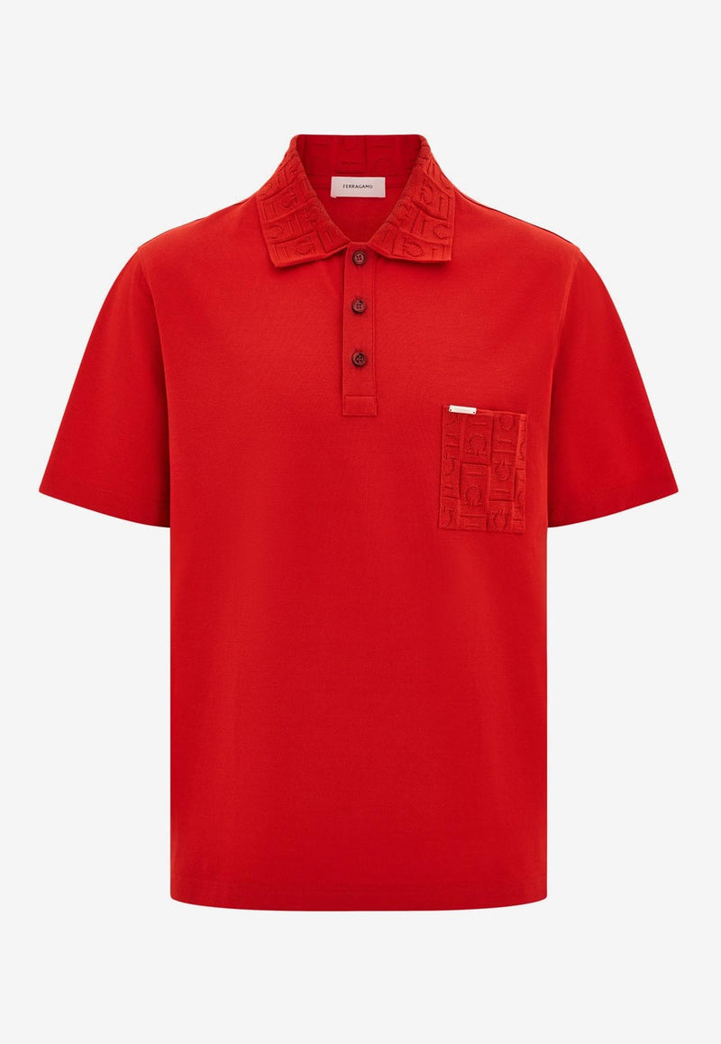 Ferragamo Short-Sleeved Polo T-shirt 122611 H 781015 NEW RED