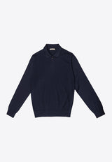 Zip-Up Wool Polo Sweater