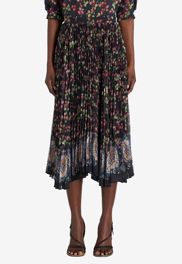 Etro Berry Print Pleated Midi Skirt 12283-5145 0200 Multicolor