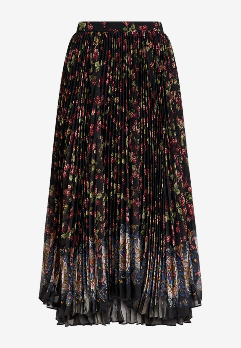 Etro Berry Print Pleated Midi Skirt 12283-5145 0200 Multicolor