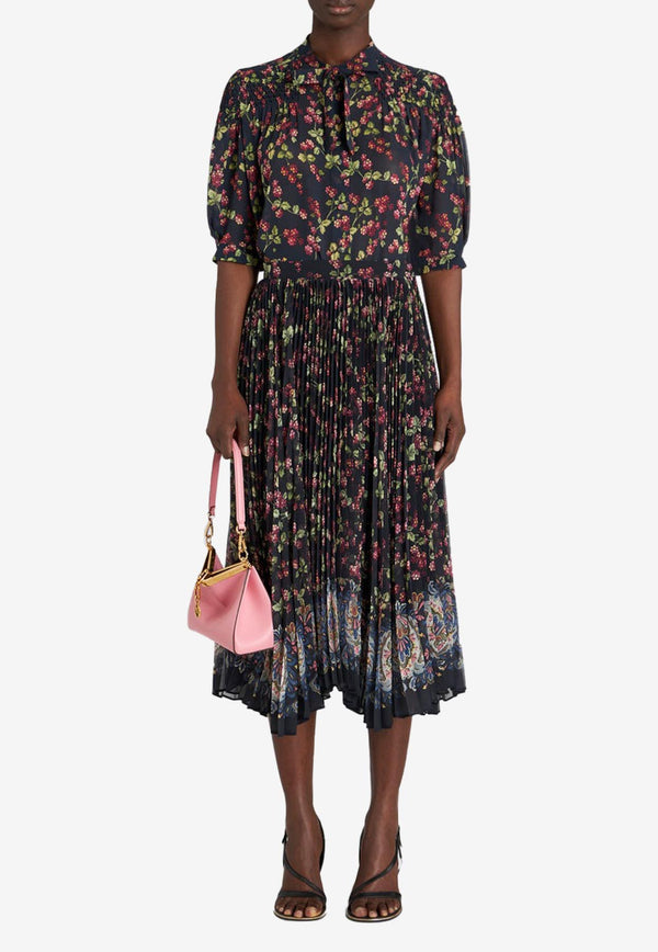Etro Berry Print Pleated Midi Skirt 12283-5145 0200 Multicolor