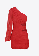 Shona Joy One-Shoulder Cut-Out Mini Dress 1235005RED