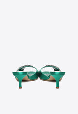 Manolo Blahnik Lumada 50 Crystal-Embellished Sandals Green 124-2532GREEN