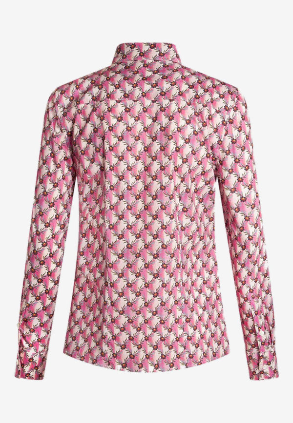 Etro Floralia Floral Print Long-Sleeved Shirt 12403-5159 0650 Pink