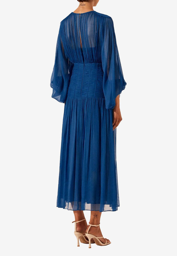 Shona Joy Maya Ruched Paneled Midi Dress 1241039BLUE