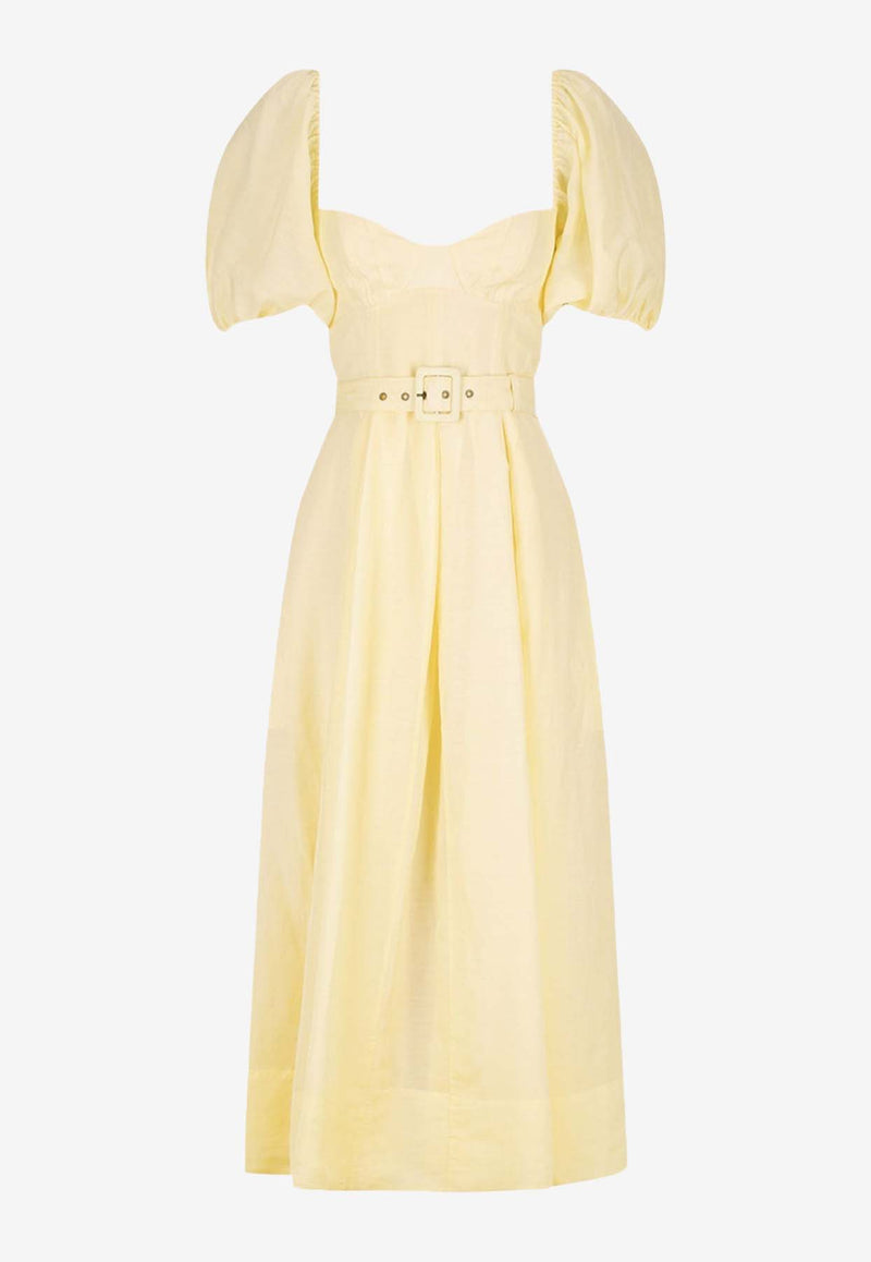 Shona Joy Limon Puff Sleeve Midi Dress 1241290YELLOW