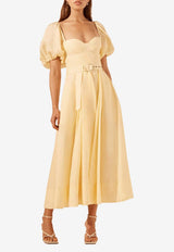 Shona Joy Limon Puff Sleeve Midi Dress 1241290YELLOW