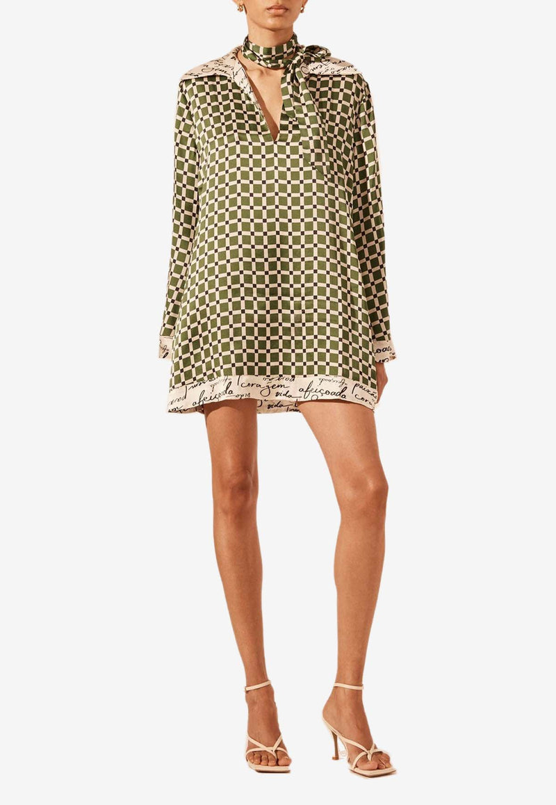 Shona Joy Kahlo V-neck Silk Mini Dress Multicolor 1242108GREEN MULTI