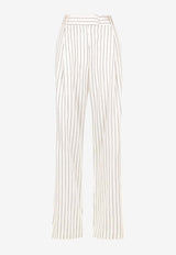 Shona Joy Harley Straight-Leg Stripe Pants White 1242358STRIPE