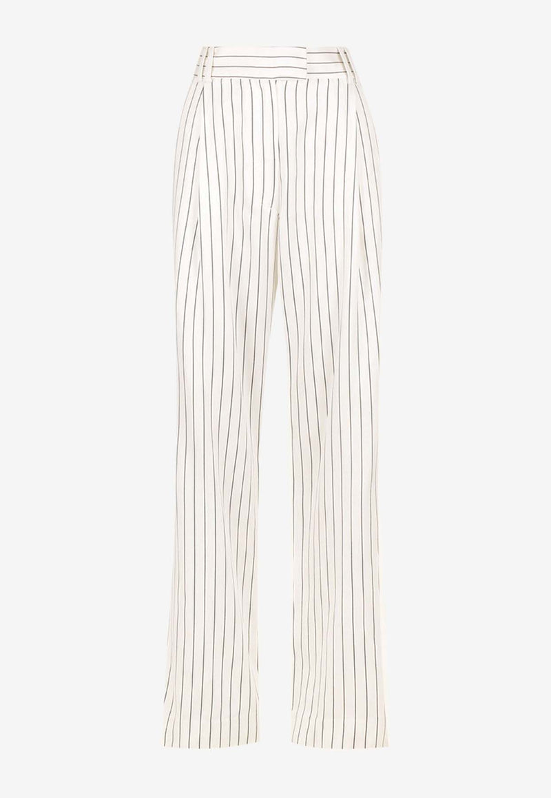 Shona Joy Harley Straight-Leg Stripe Pants White 1242358STRIPE