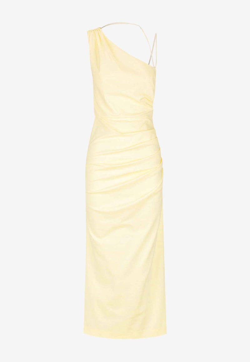 Shona Joy Lani One-Shoulder Gathered Maxi Dress Vanilla 1242368CREAM