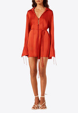 Shona Joy Milenna Silk Shirt Tie Mini Dress 1243111RED