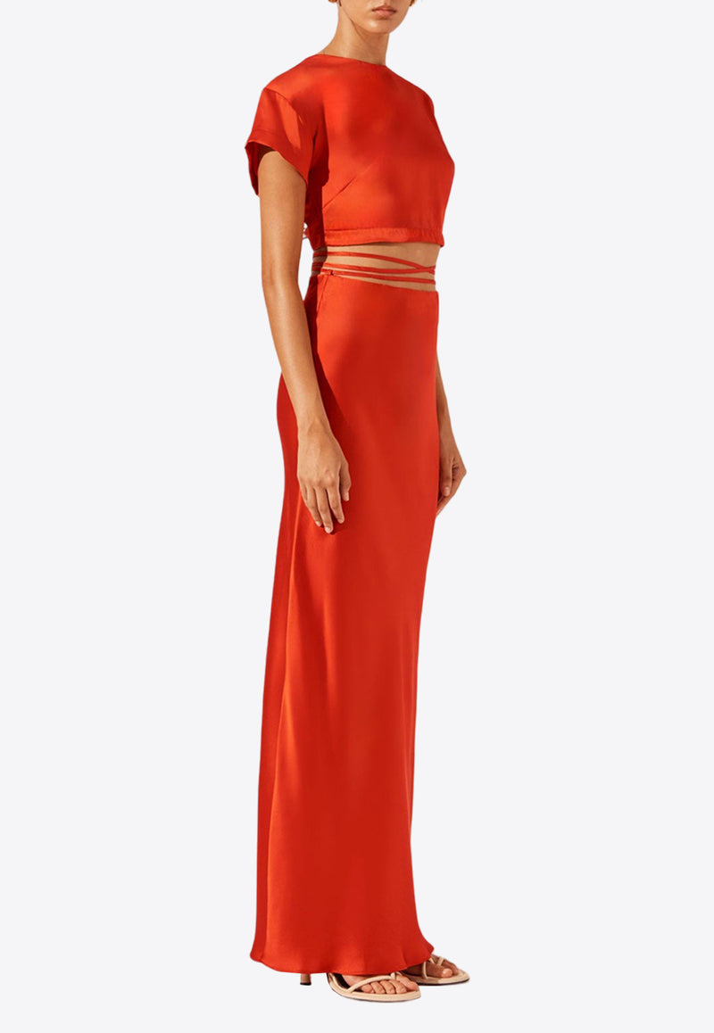 Shona Joy Milenna Silk Bias Tie Maxi Skirt 1243123RED