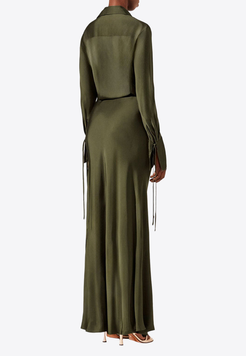 Shona Joy Shae Draped Shirt Maxi Dress 1243235GREEN