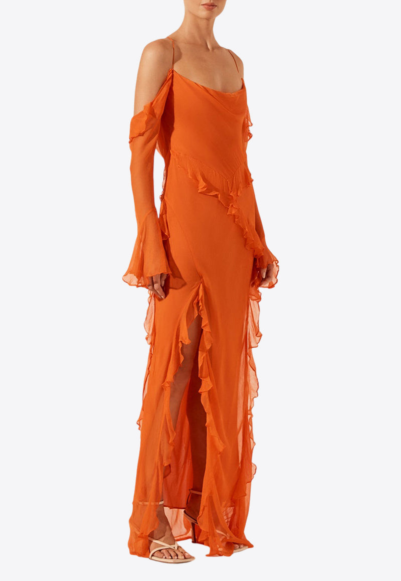 Shona Joy Layla Off-Shoulder Ruffled Maxi Dress Orange 1244003ORANGE