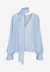 Shona Joy Layla V-neck Scarf Blouse Light Blue 1244012LIGHT BLUE