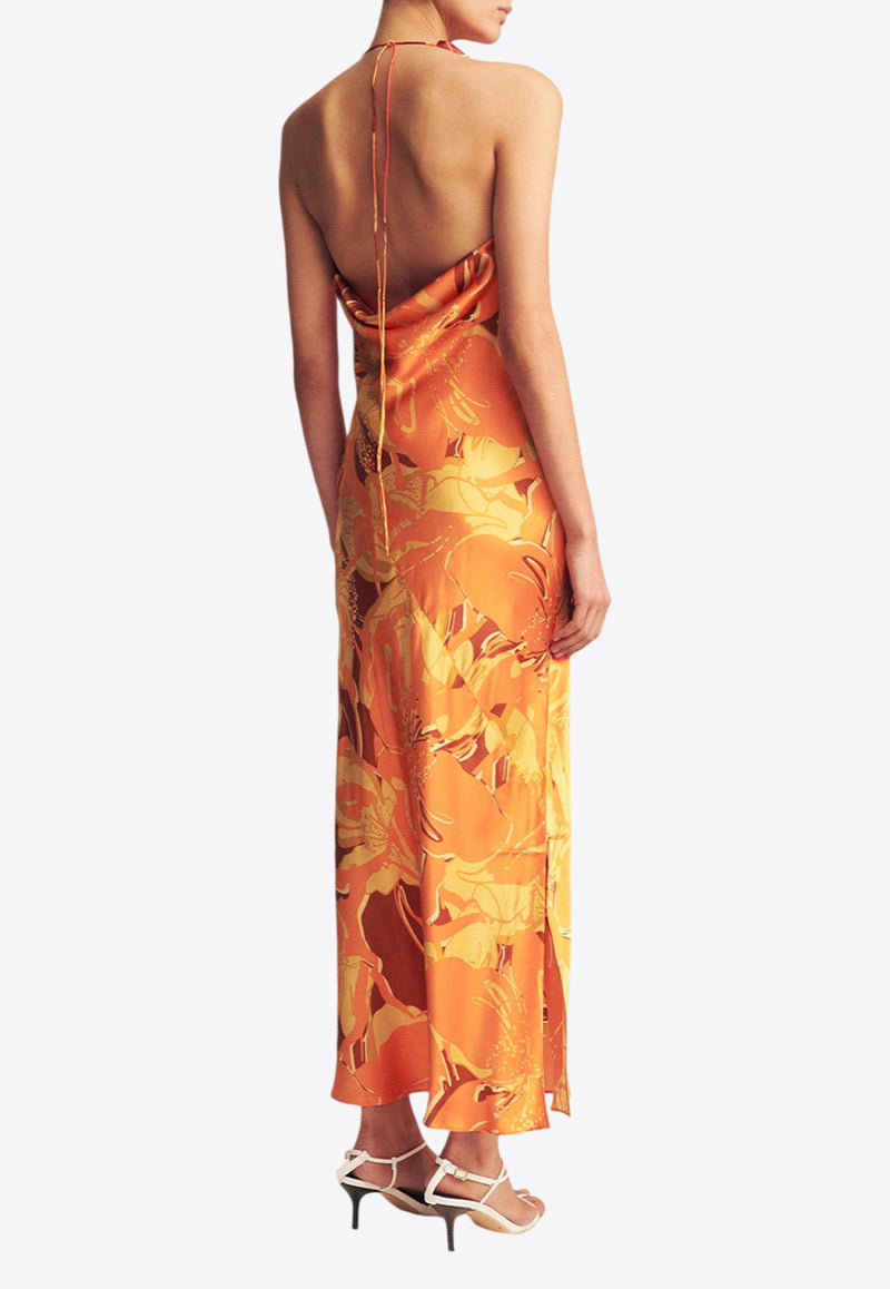 Shona Joy Chara Floral Print Silk Maxi Dress Orange 1244095ORANGE MULTI