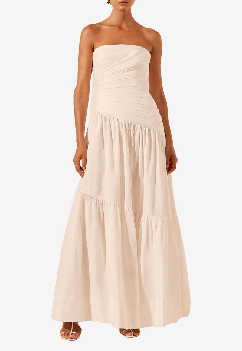 Shona Joy Maiori Strapless Draped Maxi Dress White 1244150WHITE