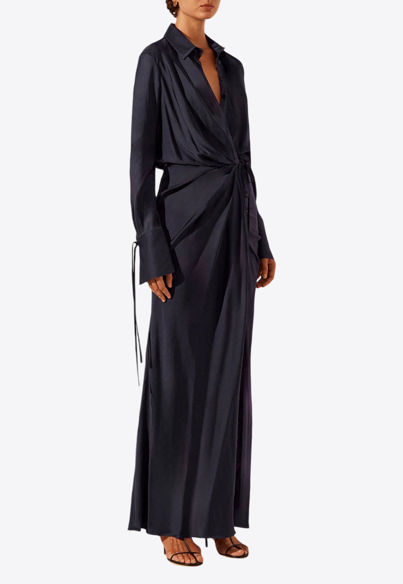 Shona Joy Shae Draped Maxi Shirt Dress Blue 1244194NAVY