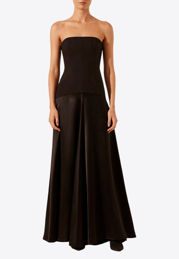 Shona Joy Adri Strapless Paneled Maxi Dress Black 1244268BLACK