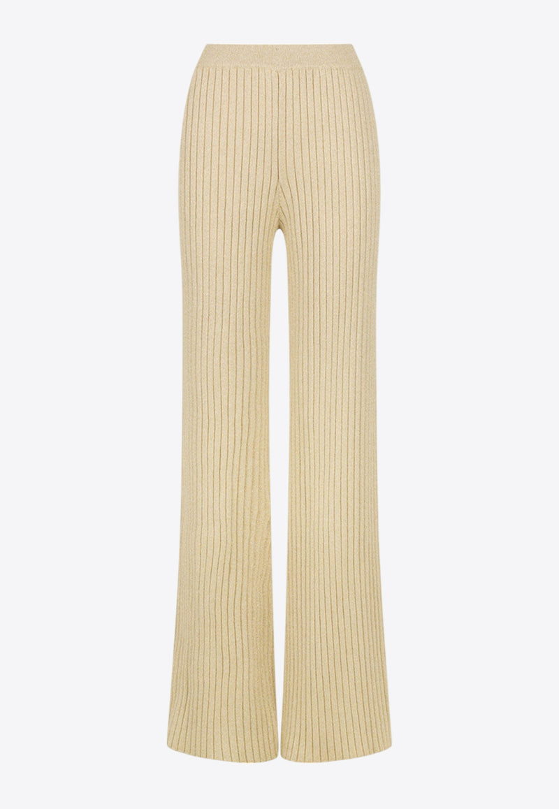 Shona Joy Livia Straight-Leg Ribbed Pants Beige 1244295BEIGE