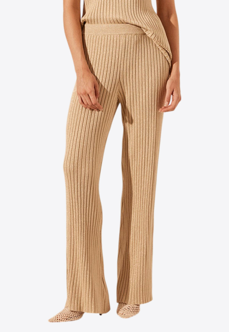 Shona Joy Livia Straight-Leg Ribbed Pants Beige 1244295BEIGE